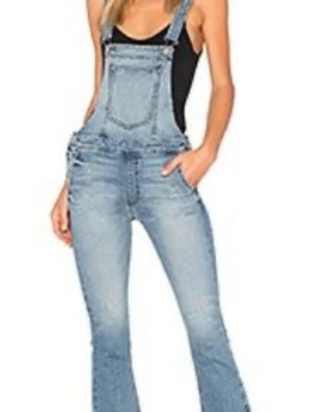Black Orchid Light Denim Flare Overalls size 32